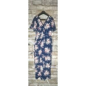 Xhilaration womens wide leg‎ floral blue jumper L